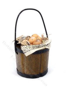 (image for) Miniature Wooden Bucket of Eggs for Dollhouses