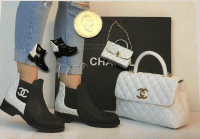 (image for) Chanel Black and White Boots with Matching Purse Judith Blondell