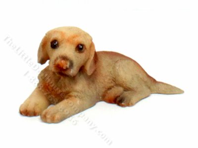 (image for) Miniature Yellow Lab Figurine for Dollhouses