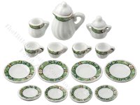 (image for) Miniature Green and White Table Set for Dollhouses