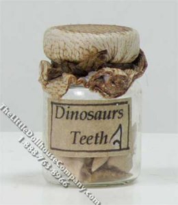 (image for) Miniature Jar of Dinosaur Teeth for Dollhouses