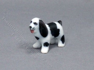 (image for) Miniature Ceramic Springer Spaniel Figurine for Dollhouses