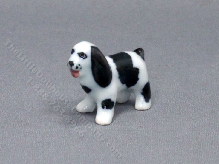 (image for) Miniature Ceramic Springer Spaniel Figurine for Dollhouses