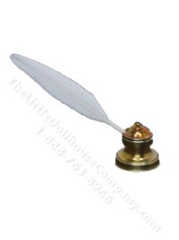 (image for) Miniature Quill Pen and Ink Well for Dollhouses
