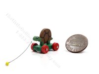 (image for) Miniature Dark Green Turtle Pull Toy by Keenderson for Dollhouses