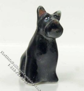 (image for) Miniature Sitting Black Scottie Dog Statuette for Dollhouses