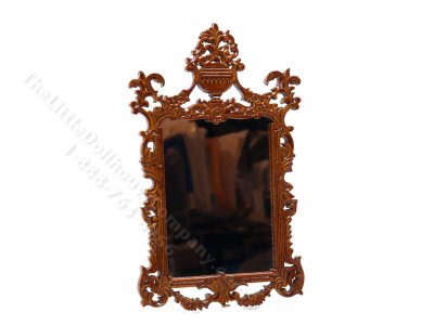 (image for) Miniature Walnut Finish Baroque Mirror for Dollhouses