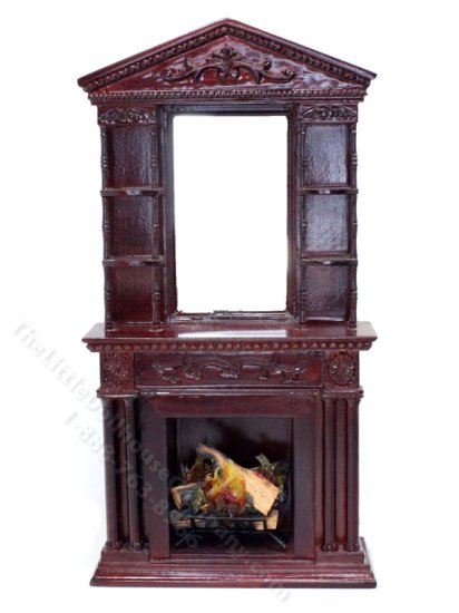 (image for) Miniature Mirrored Mahogany Electric Fireplace