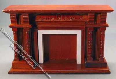 (image for) Miniature Mahogany Fireplace for Dollhouses