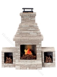 (image for) Miniature Outdoor Fireplace for Dollhouses