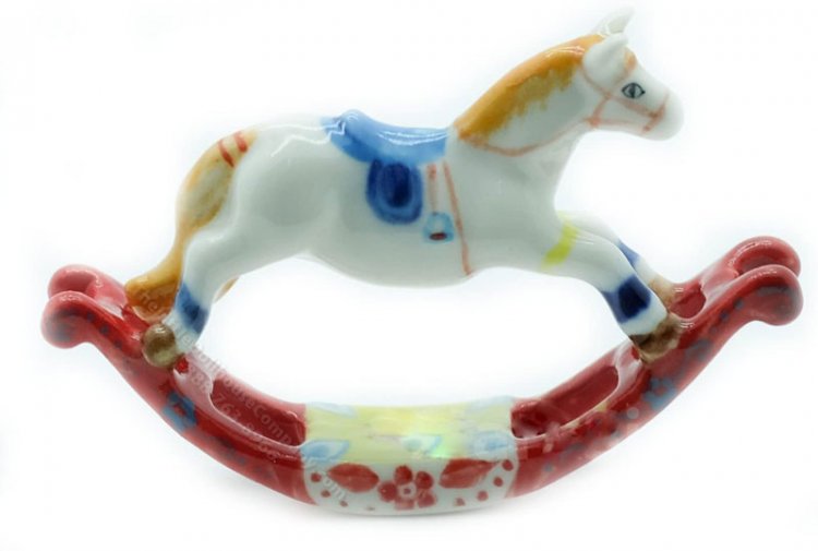 (image for) Miniature Porcelain Rocking Horse for Dollhouses