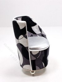 Miniature Vintage Upholstered Geometric Barrel Style Armchair (image for) Miniature Vintage Upholstered Geometric Barrel Style Armchair