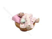 (image for) Vintage Miniature Sleeping Bear in Walnut Figurine for Dollhouses