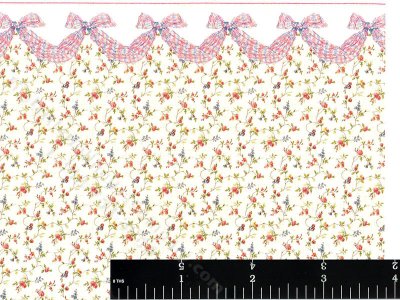 (image for) Pink Swag & Flower Pattern Miniature Wallpaper for Dollhouses