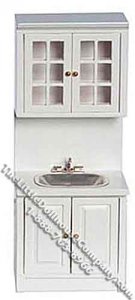 (image for) Miniature White Cabinet with Sink for Dollhouses