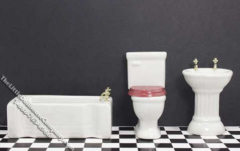 (image for) Miniature Three Piece Porcelain Bathroom Set for Dollhouses