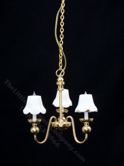(image for) Miniature Shaded Brass Chandelier