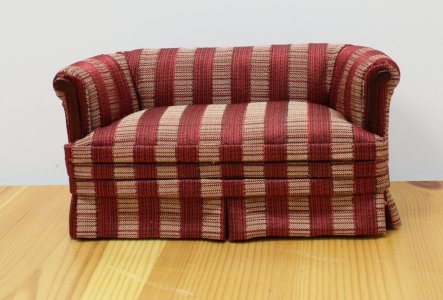 (image for) Tub style overstuffed Settee- Red Striped.