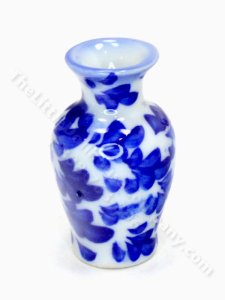 (image for) Miniature Big Blue and White Leaves Vase