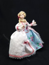 (image for) Miniature Handcrafted Vintage Rococo Lady in Blue and Pink