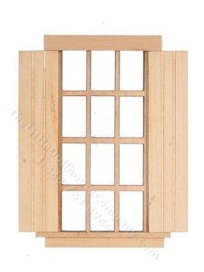 (image for) Miniature 6-Over-6 Window with Shutters for Dollhouses