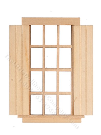 (image for) Miniature 6-Over-6 Window with Shutters for Dollhouses