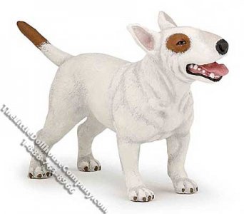 (image for) Dollhouse Scale Model Standing White with Brown Bull Terrier