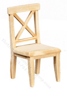 (image for) Miniature Cross Buck Chair for Dollhouses, Unfinished