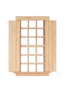(image for) Miniature 9-Over-9 Shuttered Window for Dollhouses