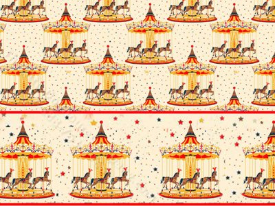 (image for) 1/2 Scale Casousel with Boarder Wallpaper for Dollhouses