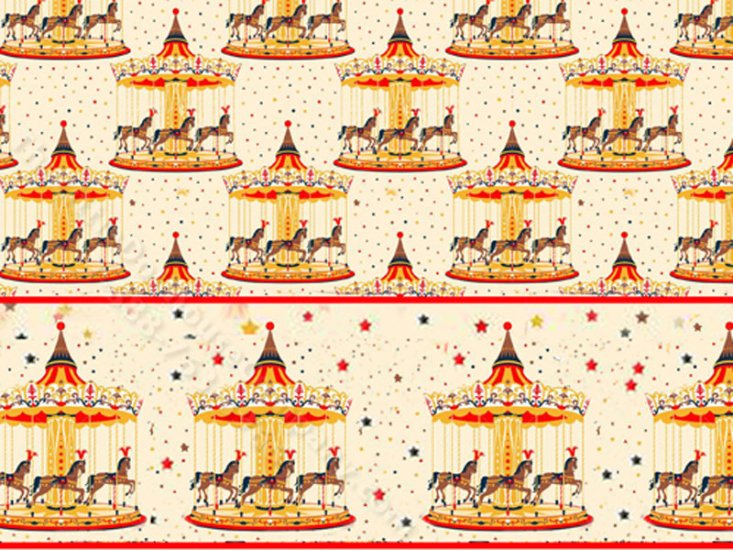 (image for) 1/2 Scale Casousel with Boarder Wallpaper for Dollhouses