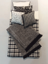 (image for) Miniature Single Black & Tan Plaid Bedding Set w/ Throw