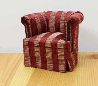 (image for) Tub Style Over Stuffed Arm Chair Red striped