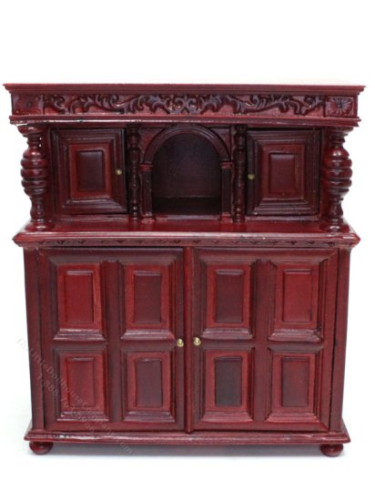 (image for) Miniature Mahogany Tudor Revival Court Cabinet