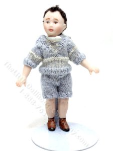 (image for) Miniature Little Boy in Blue Knit Romper