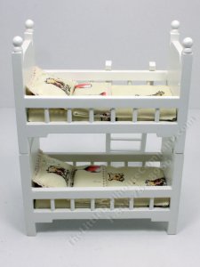 (image for) Miniature White Bunk Bed w Winnie The Pooh Bear Bedding