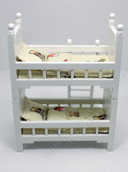 (image for) Miniature White Bunk Bed w Winnie The Pooh Bear Bedding
