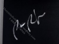 (image for) Miniature Black Leather Day Bed/Lounge Chair w/ Script Accent Pillow by PRD Miniatures