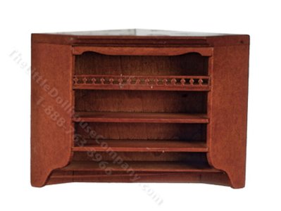 (image for) Miniature Walnut Kitchen Top Corner Cabinet for Dollhouses