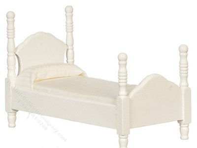(image for) Miniature As-Is White Twin Bed with White Bedding