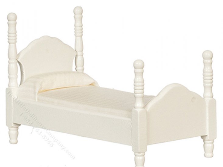 (image for) Miniature As-Is White Twin Bed with White Bedding