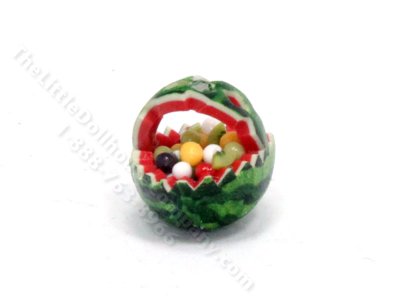 (image for) Miniature Watermelon Fruit Basket for Dollhouses