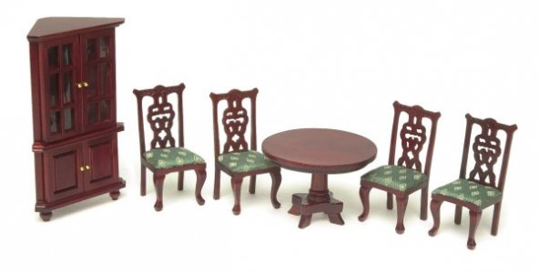 (image for) Miniature Mahogany Dining Room Set for Dollhouses (6pc)