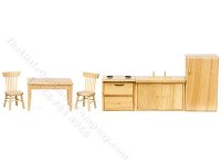 (image for) Dollhouse Miniature 6 Piece Kitchen Set- Oak