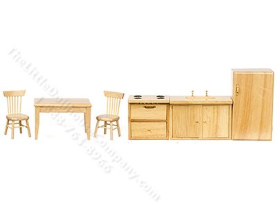 (image for) Dollhouse Miniature 6 Piece Kitchen Set- Oak