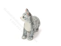 (image for) Miniature Standing Grey Tabby Cat Figurine for Dollhouses