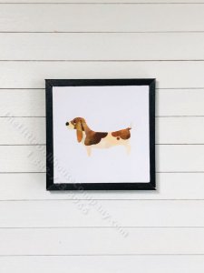 (image for) Miniature Square Painting of Basset Hound Dog