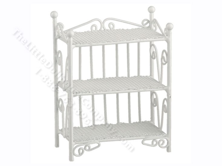 (image for) Miniature White Wire 3 Tier Shelving Unit for Dollhouses