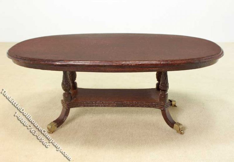 (image for) Miniature Walnut Dining Room Table for Dollhouses