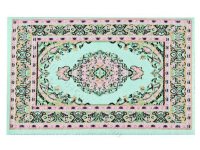 (image for) As Is Miniature 6"x4" Turkish Carpet for Dollhouses - Mint Green/Pink